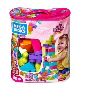 Mega Bloks First Builders Big Building Bag, 80-Piece Set (Pink)